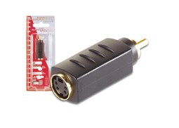Adaptador S-VHS 4P mini-DIN femea para RCA macho banhado a o