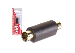 Adaptador S-VHS 4P mini-DIN macho para RCA femea banhado a o