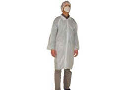 Bata Polietileno Plastificada c/ Botao Frente Branco Cx10un